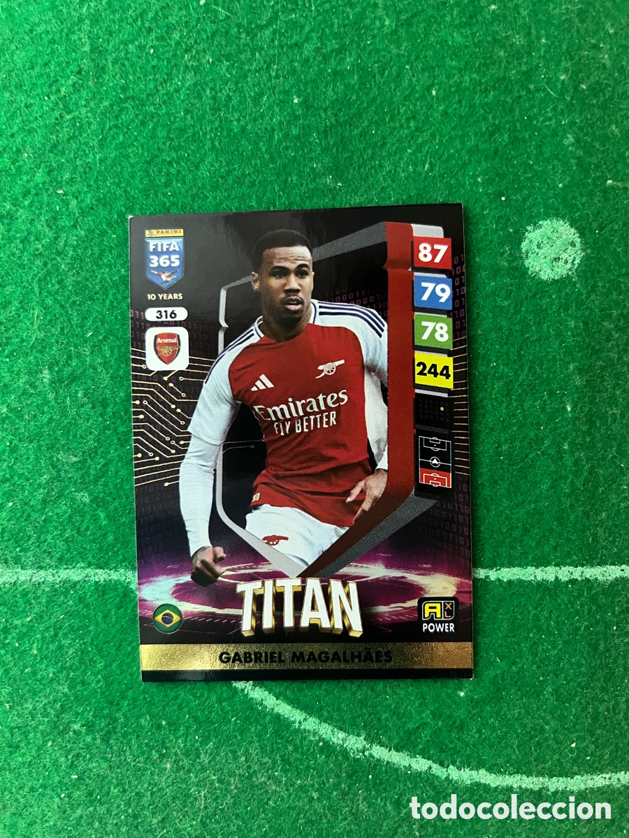Cromos de f&uacute;tbol: 316 GABRIEL MAGALHAES ARSENAL ADRENALYN FIFA 365 2024 2025 PANINI TITAN