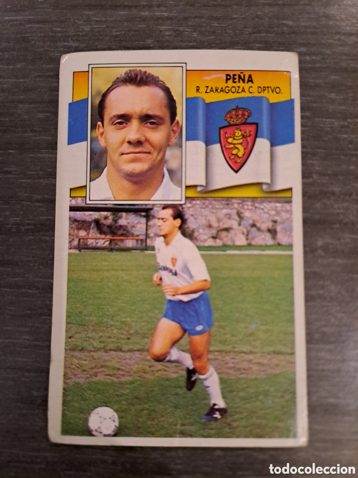 Cromos de f&uacute;tbol: PE&Ntilde;A REAL ZARAGOZA SIN PINTAR SIN PEGAR LIGA 90-91 Cromo original de Pe&ntilde;a, del Real Zaragoza
