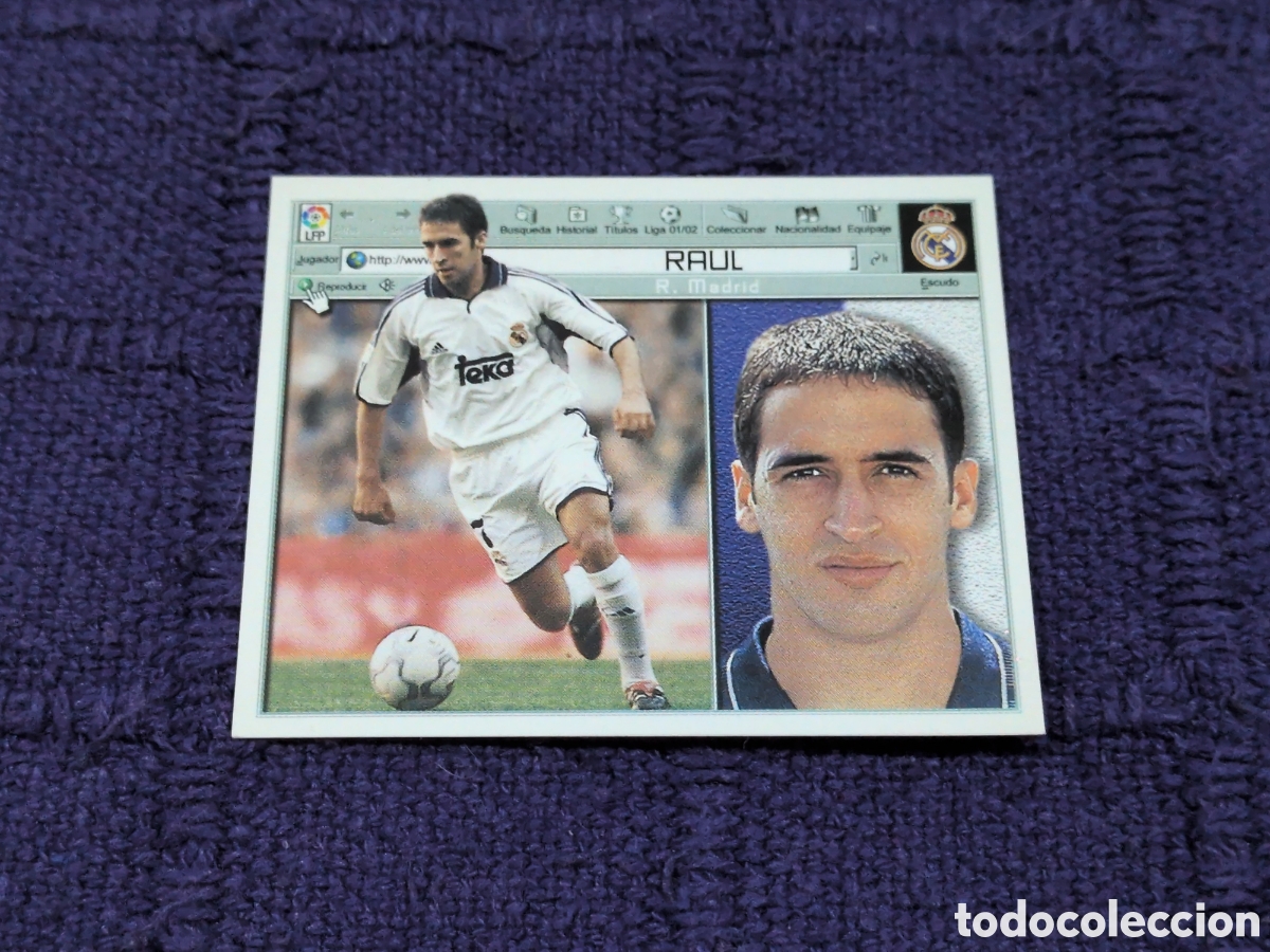 Football Stickers: RAUL REAL MADRID ESTE 2001 2002 CROMO FUTBOL 01 02 LIGA - SIN PEGAR NUNCA PEGADO