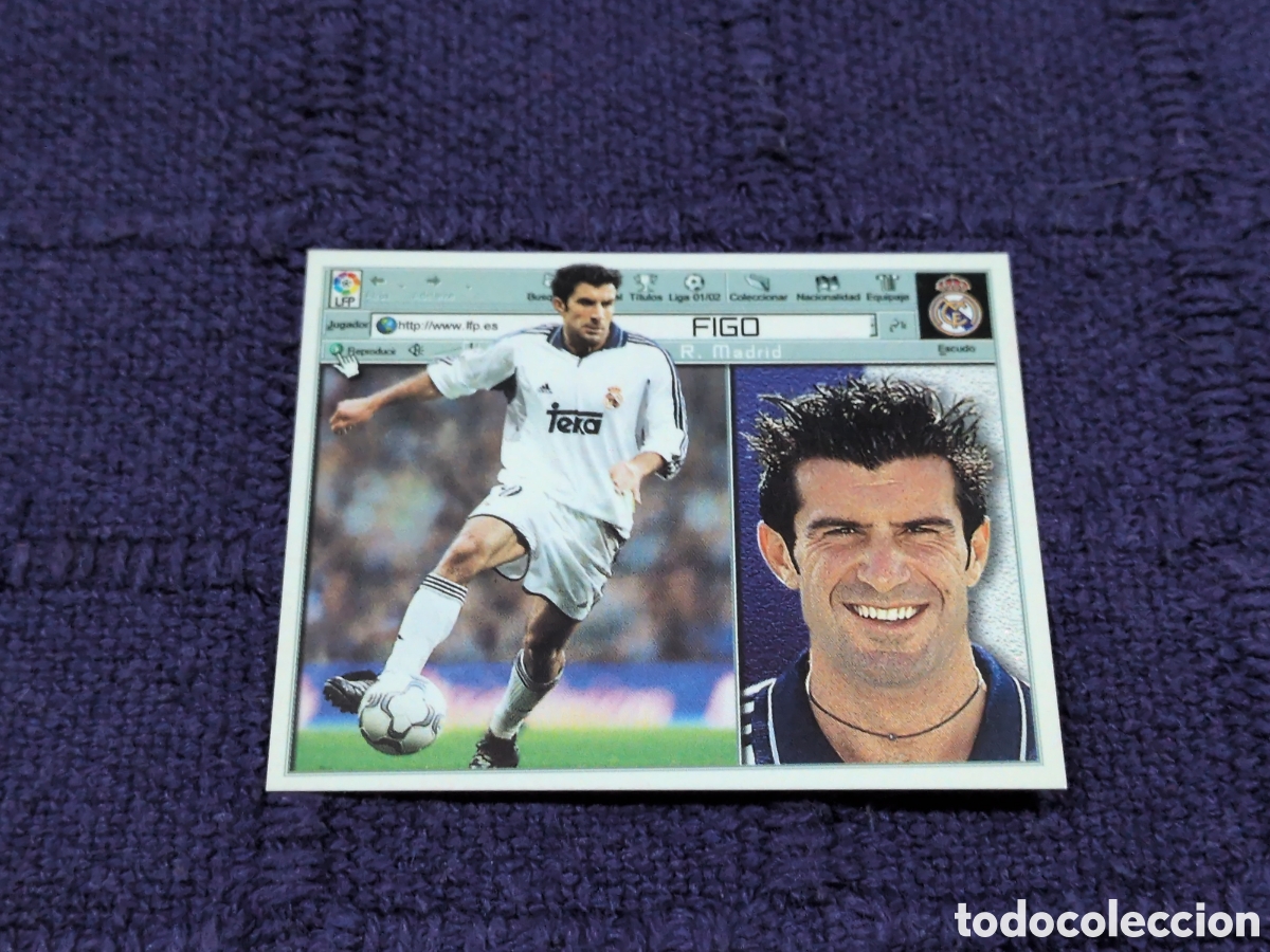 Football Stickers: FIGO REAL MADRID LIGA ESTE 2001 2002 01 02 NUNCA PEGADO SIN PEGAR