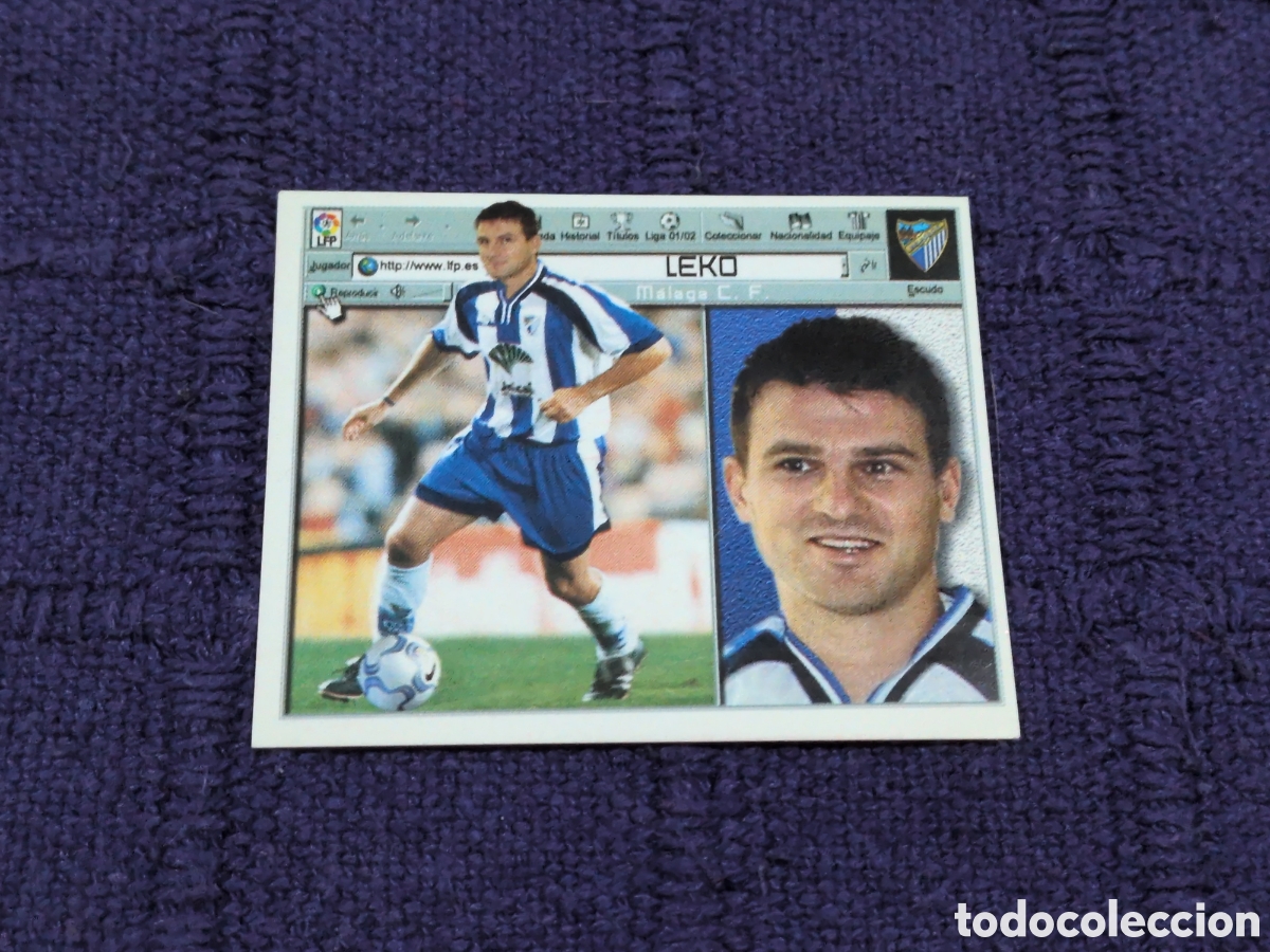 Football Stickers: CROMO LIGA 2001 2002 01 02 EDICIONES ESTE LEKO MALAGA NUNCA PEGADO