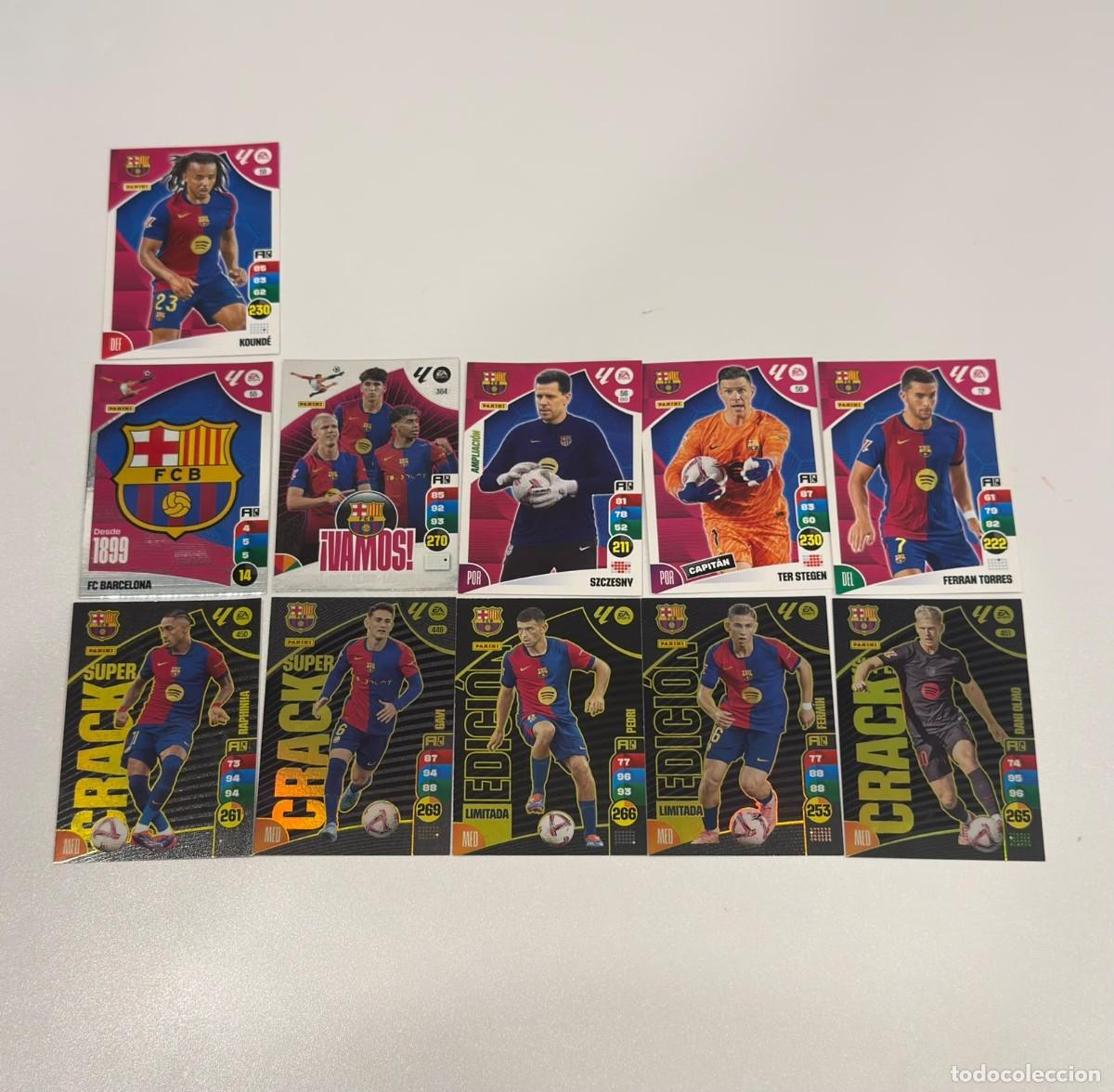 Cromos de f&uacute;tbol: Lote 11 Cromos Adrenalyn XL 2024-25 FC Barcelona - Cracks, Edici&oacute;n Limitada
