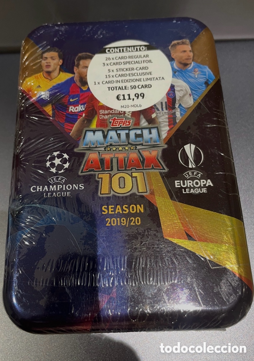 Football Stickers: Lata 50 cartas Match Attax 101 2019-20 UCL TOPPS 24 cartas especiales