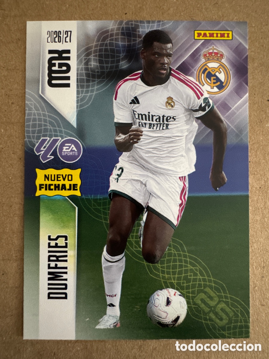 Cromos de f&uacute;tbol: # 472 Dumfries Real Madrid Megacracks 26 27 2026 2027 Nuevo Fichaje 2 Segunda 2a 2&ordf; Edici&oacute;n