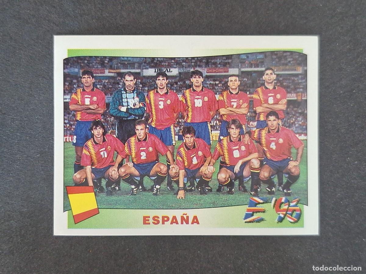 Cromos de f&uacute;tbol: L3 ALINEACION EQUIPO SELECCION ESPA&Ntilde;A 116 EUROCOPA 1996 EURO 96 PANINI NUNCA PEGADO SIN PEGAR
