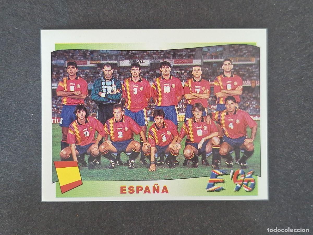 Cromos de f&uacute;tbol: L3 ALINEACION EQUIPO SELECCION ESPA&Ntilde;A 116 EUROCOPA 1996 EURO 96 PANINI NUNCA PEGADO SIN PEGAR