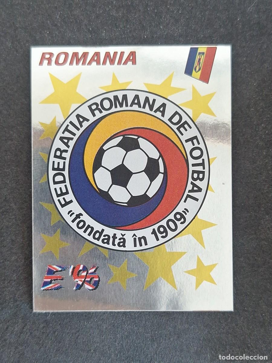 Cromos de f&uacute;tbol: L3 ESCUDO SELECCION RUMANIA 155 EUROCOPA 1996 EURO 96 PANINI NUNCA PEGADO SIN PEGAR
