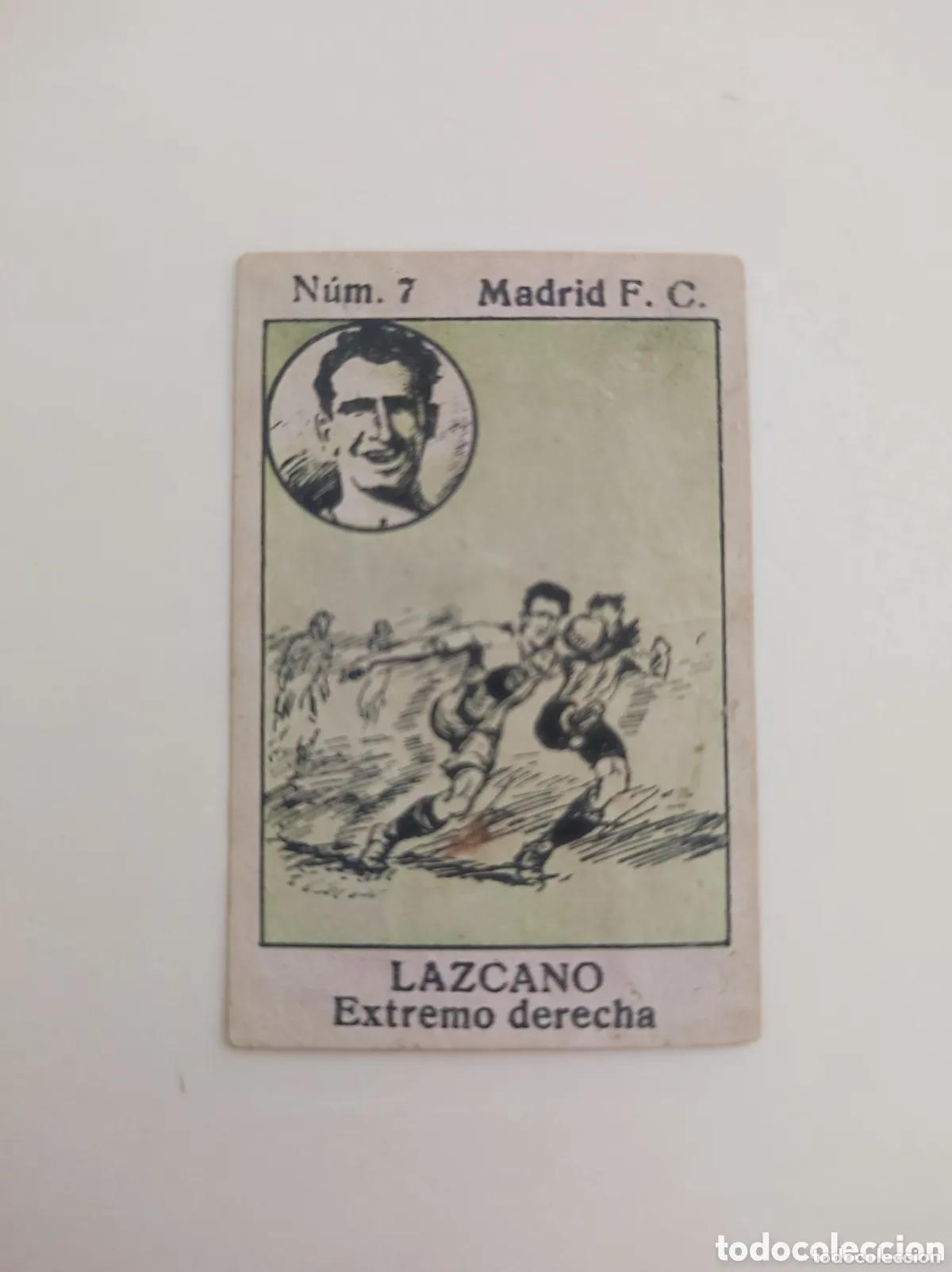 Football Stickers: Cromo num 7 lazcano real madrid a&ntilde;os 30 cromo papel fino 5 x 3,5 cm aprox cms raro