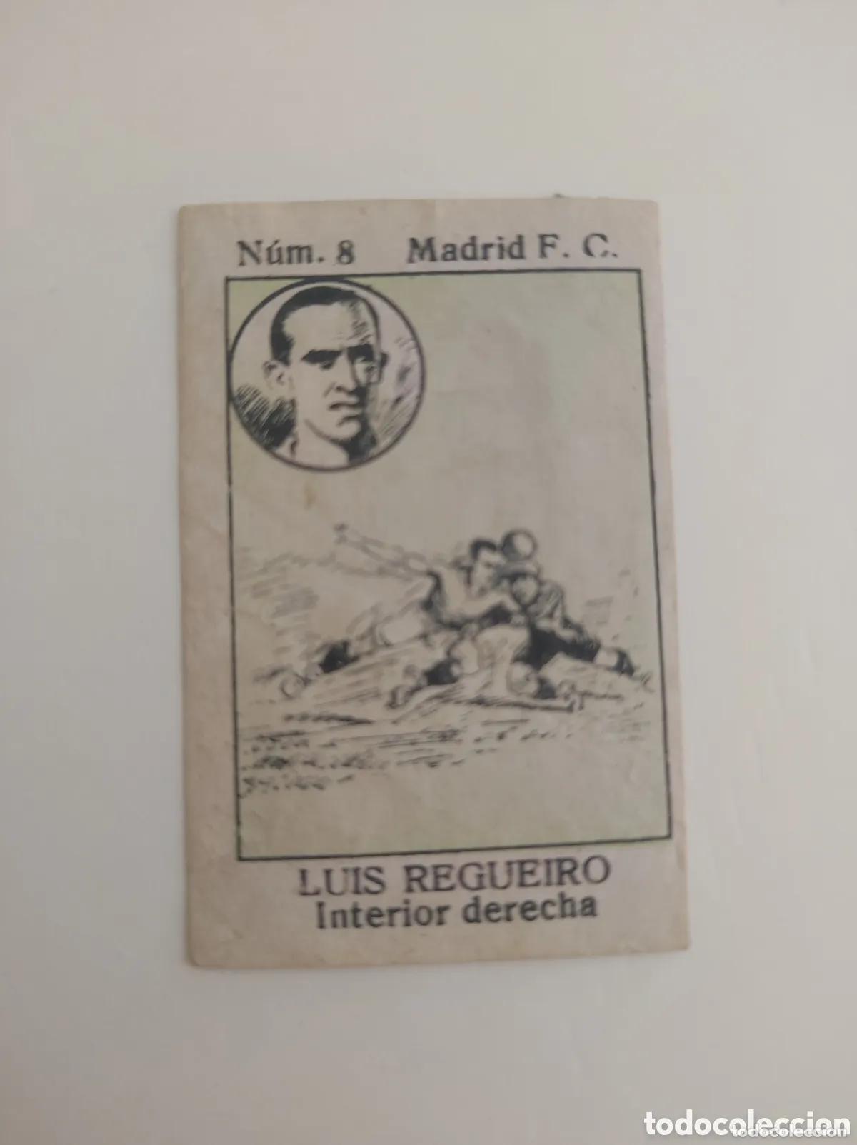 Football Stickers: Cromo num 8 luis regueiro real madrid a&ntilde;os 30 cromo papel fino 5 x 3,5 cm aprox cms raro