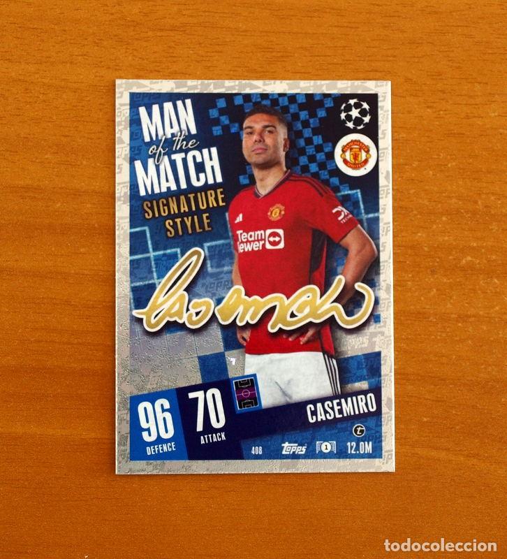 Cromos de f&uacute;tbol: Manchester United-408 Casemiro-Man Match-Signature Style-Topps Match Attax Trading Card-2023-2024