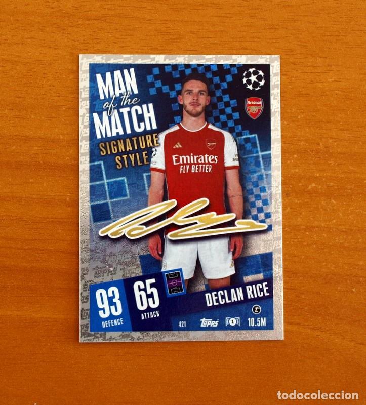 Cromos de f&uacute;tbol: Arsenal-421 Declan Rice-Man Match-Signature Style-Topps Match Attax Trading Card-2023-2024
