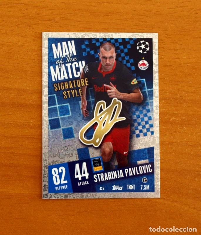 Football Stickers: Salzburg-425 Strahinja Pavlovic-Man Match-Signature Style-Topps Match Attax Trading Card-2023-2024