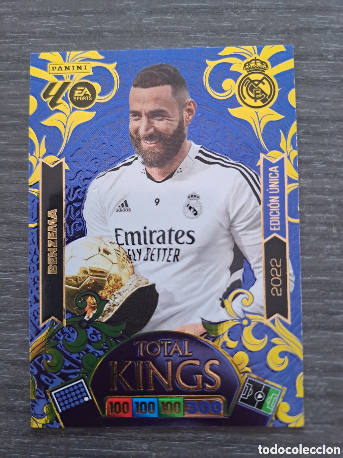 Cromos de f&uacute;tbol: BENZEMA &ndash; BAL&Oacute;N DE ORO 2022 &ndash; TOTAL KINGS 25-26 Carta Total Kings de Karim Benzema, correspondiente