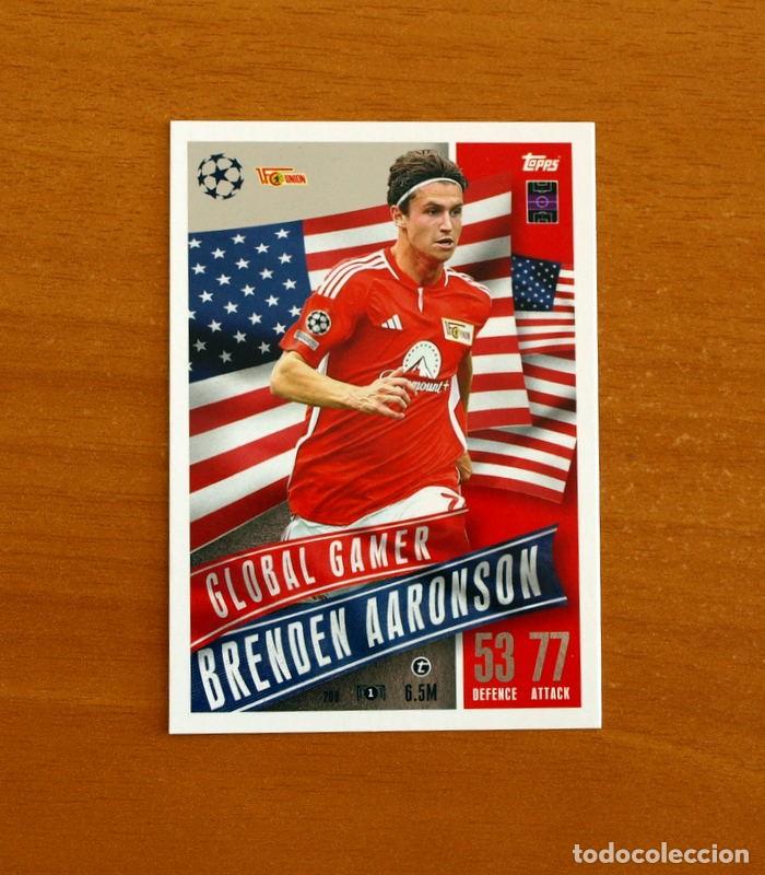 Cromos de f&uacute;tbol: Uni&oacute;n Berlin -N&ordm; 208 Brenden Aaronson -Global Gamer-Topps Match Attax Trading Card Game-2023-2024