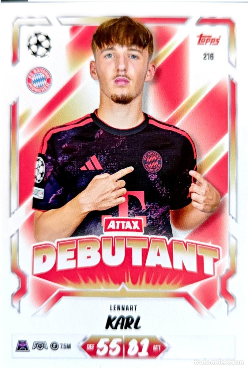 Cromos de f&uacute;tbol: 216 Lennart Karl - FC Bayern M&uuml;nchen - DEBUTANT - TOPPS Match Attax 2026 2027 26 27