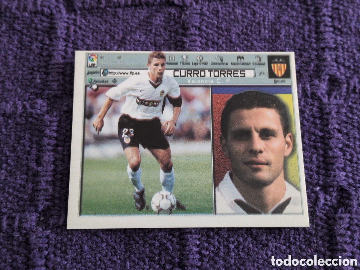 Cromos de f&uacute;tbol: CURRO TORRES VALENCIA SIN PEGAR PANINI EDICIONES ESTE LIGA TEMPORADA 2001 2002 01 02
