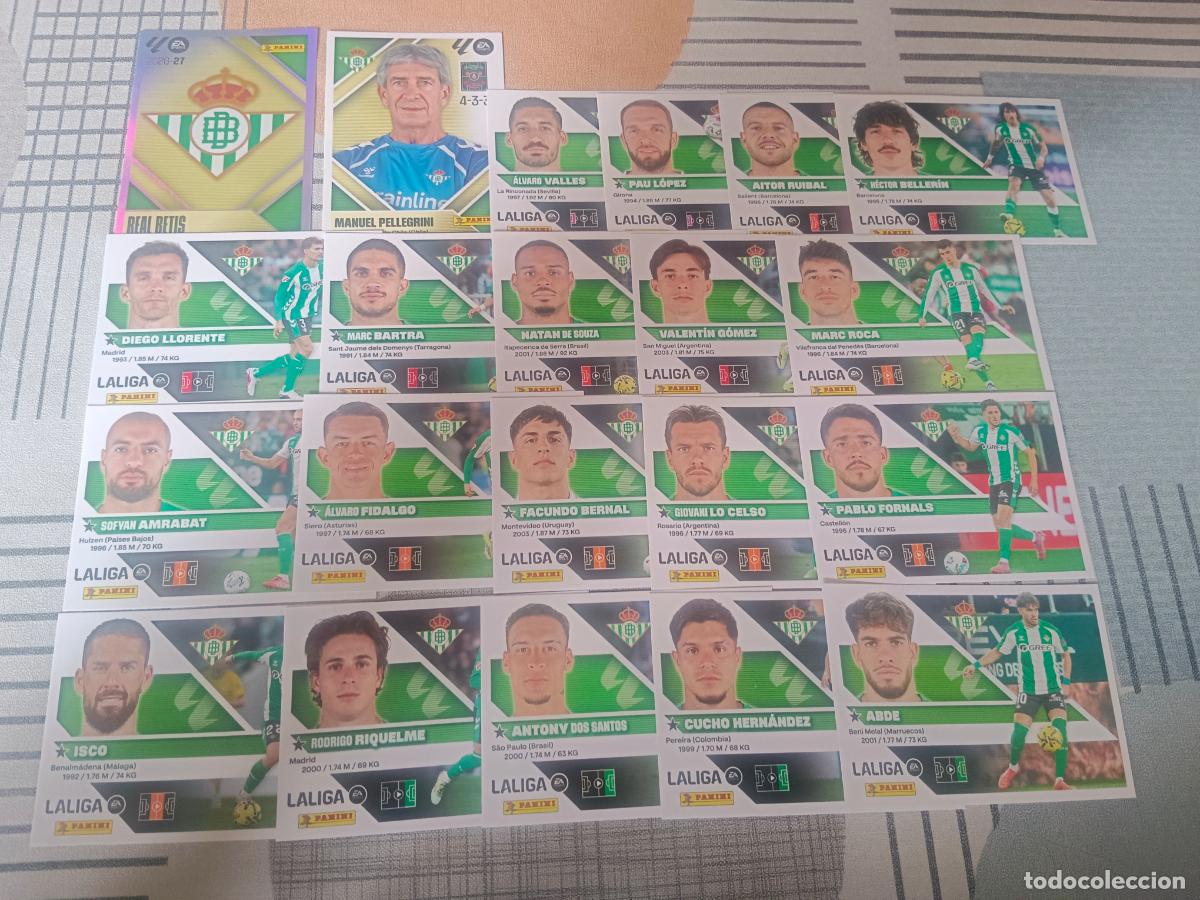 Cromos de Futebol: TEMPORADA 2026 2027 26 27 EQUIPO BETIS COMPLETO 21 EQUIPO BASICO CROMOS NUEVOS