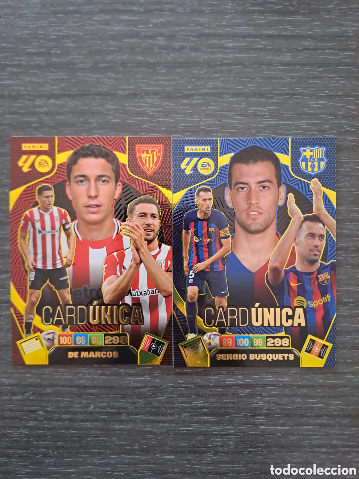 Cromos de f&uacute;tbol: TOTAL KINGS ADRENALYN XL 25-26 &ndash; DE MARCOS Y BUSQUETS Pack de 2 cartas especiales Total Kings de la