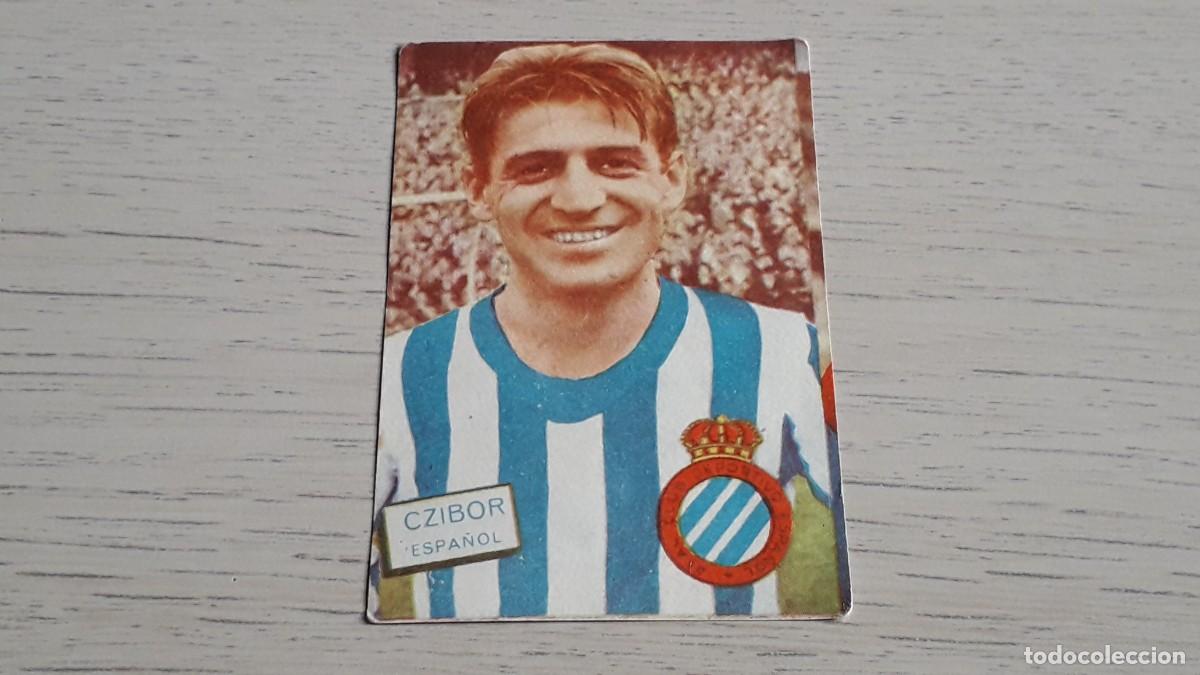 Cromos de f&uacute;tbol: Czibor RCD Espa&ntilde;ol, Album Liga F&uacute;tbol Fher Disgra 61 62, 1961 1962. Sin pegar