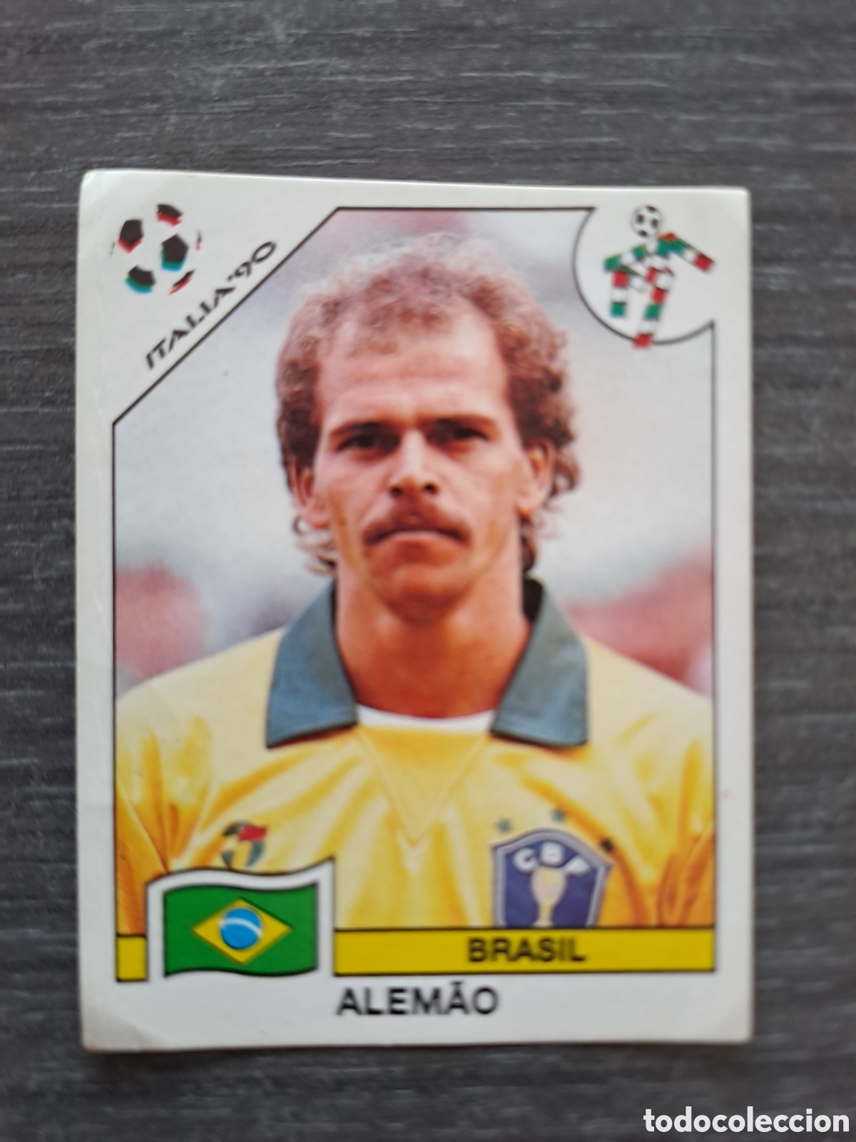 Cromos de f&uacute;tbol: ALEM&Atilde;O &ndash; BRASIL &ndash; ITALIA 90 Cromo de Alem&atilde;o, internacional con Brasil, perteneciente a la colecci&oacute;n