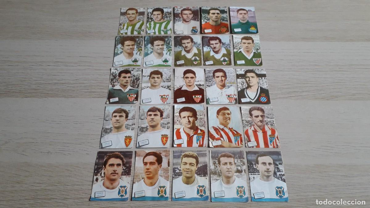 Cromos de f&uacute;tbol: 25 cromos, alguno repe, Album Liga F&uacute;tbol Fher Disgra 61 62, 1961 1962. Sin pegar