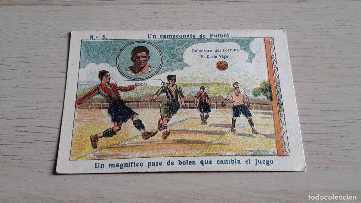 Fu&szlig;ball-Sticker: Polo # 5 delantero del Fortuna FC de Vigo, Un Campeonato de F&uacute;tbol, La Mundial, Juan Casas, 1920.