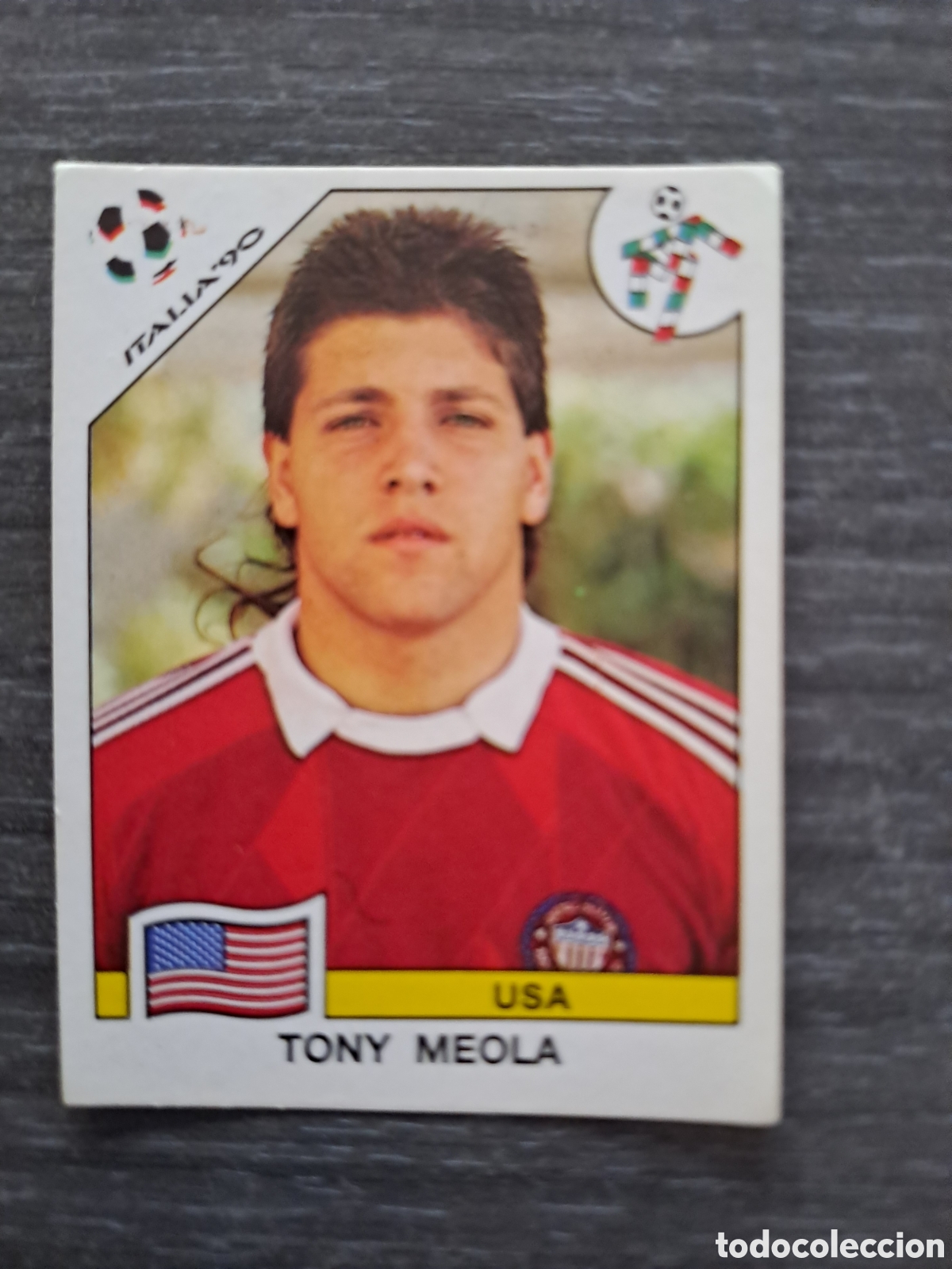 Fu&szlig;ball-Sticker: MEOLA &ndash; ESTADOS UNIDOS &ndash; ITALIA 90 Cromo de Tony Meola, internacional con Estados Unidos, perteneci