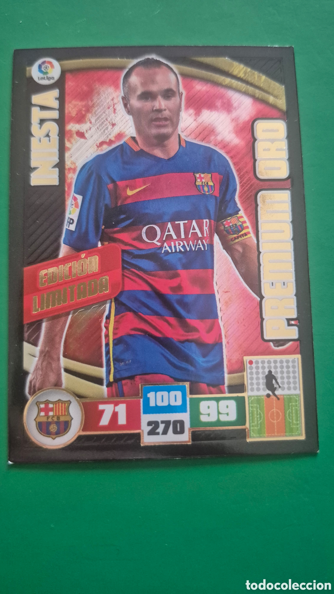 Football Stickers: INIESTA BARCELONA EDICION LIMITADA PREMIUM ORO PANINI ADRENALYN XL LIGA 2015 2016