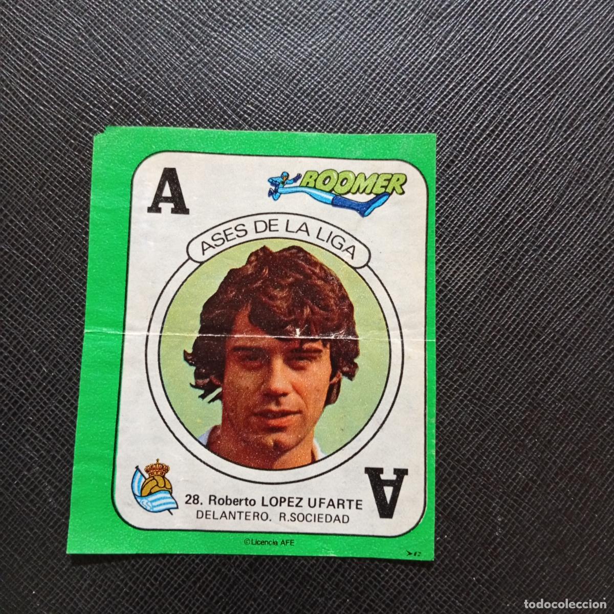 Fu&szlig;ball-Sticker: 28 LOPEZ UFARTE REAL SOCIEDAD CHICLE BOOMER 1982 1983 CROMO FUTBOL LIGA 82 83 - SIN PEGAR - SOBRE-C