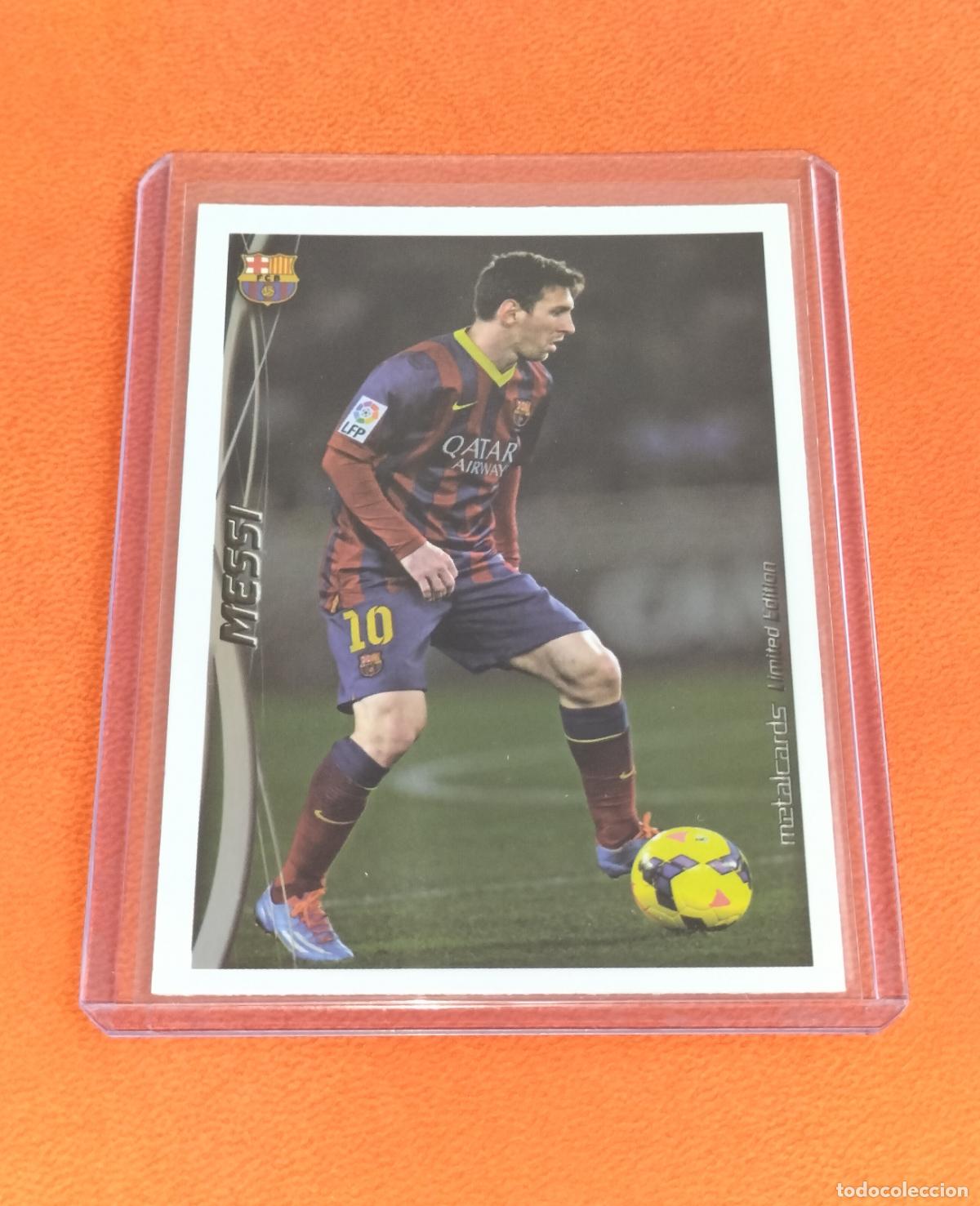Cromos de f&uacute;tbol: 10 LIONEL MESSI METALCARDS TOP 11 LIMITED EDITION CARD FC BARCELONA MUNDICROMO QUIZ 2014 2015 14 15