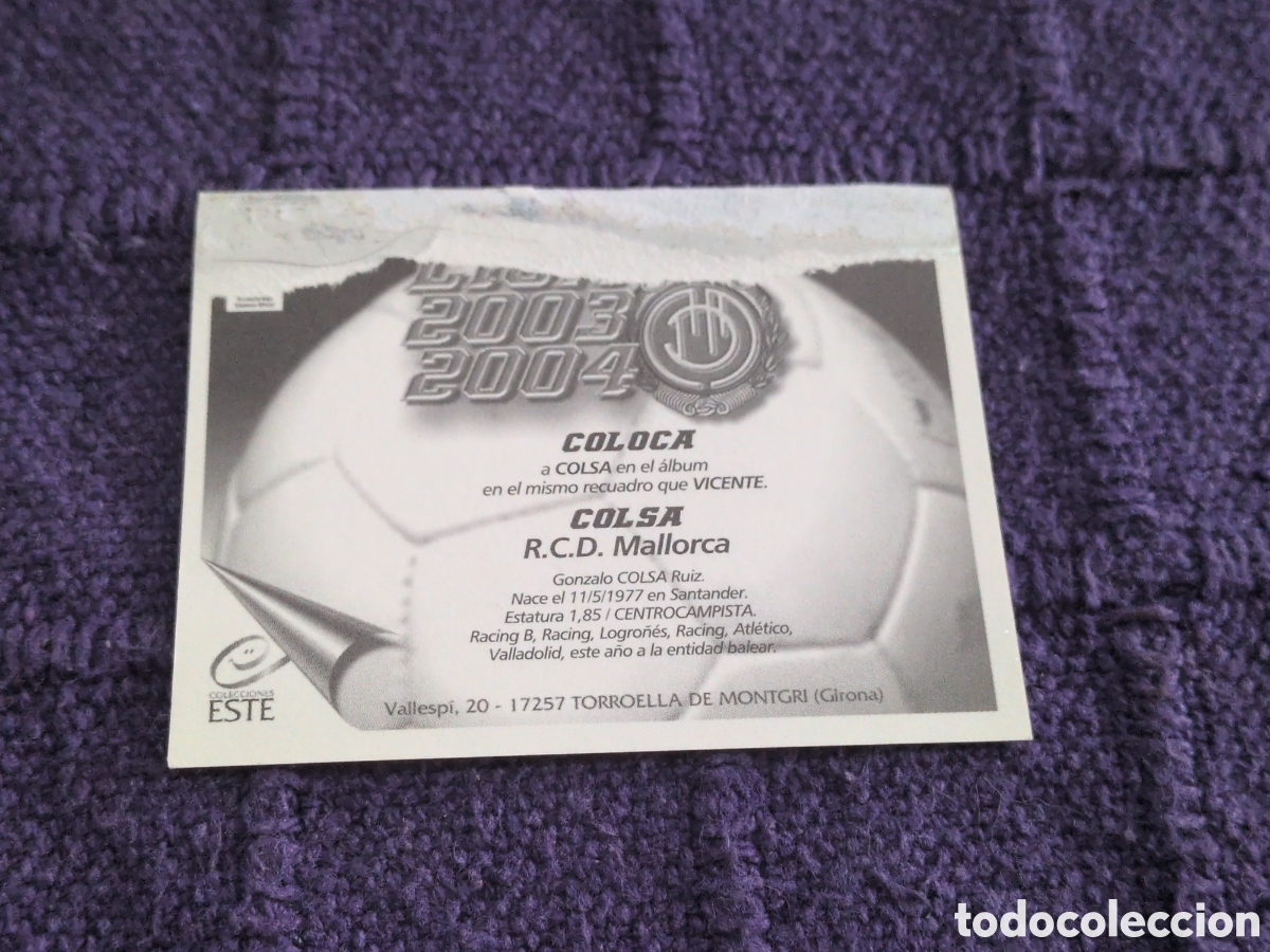 Cromos de f&uacute;tbol: EDICIONES ESTE 2003-2004 COLSA (MALLORCA) COLOCA. VENTANILLA - Foto 2