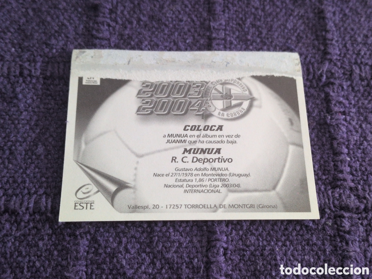 Cromos de f&uacute;tbol: EDICIONES ESTE 2003-2004 MUNUA (DEPORTIVO LA CORU&Ntilde;A) COLOCA. VENTANILLA - Foto 2