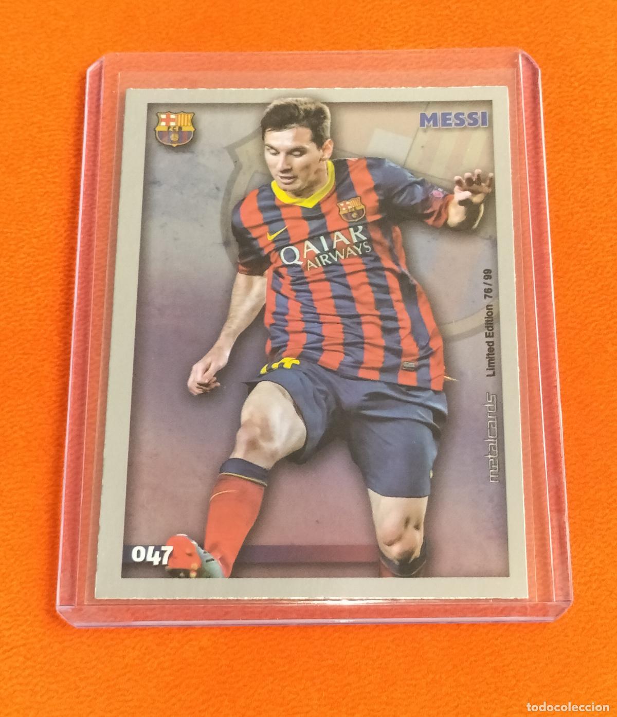 Cromos de f&uacute;tbol: LIONEL MESSI METALCARDS LIMITED EDITION FC BARCELONA MUNDICROMO QUIZ 2014 2015 14 15