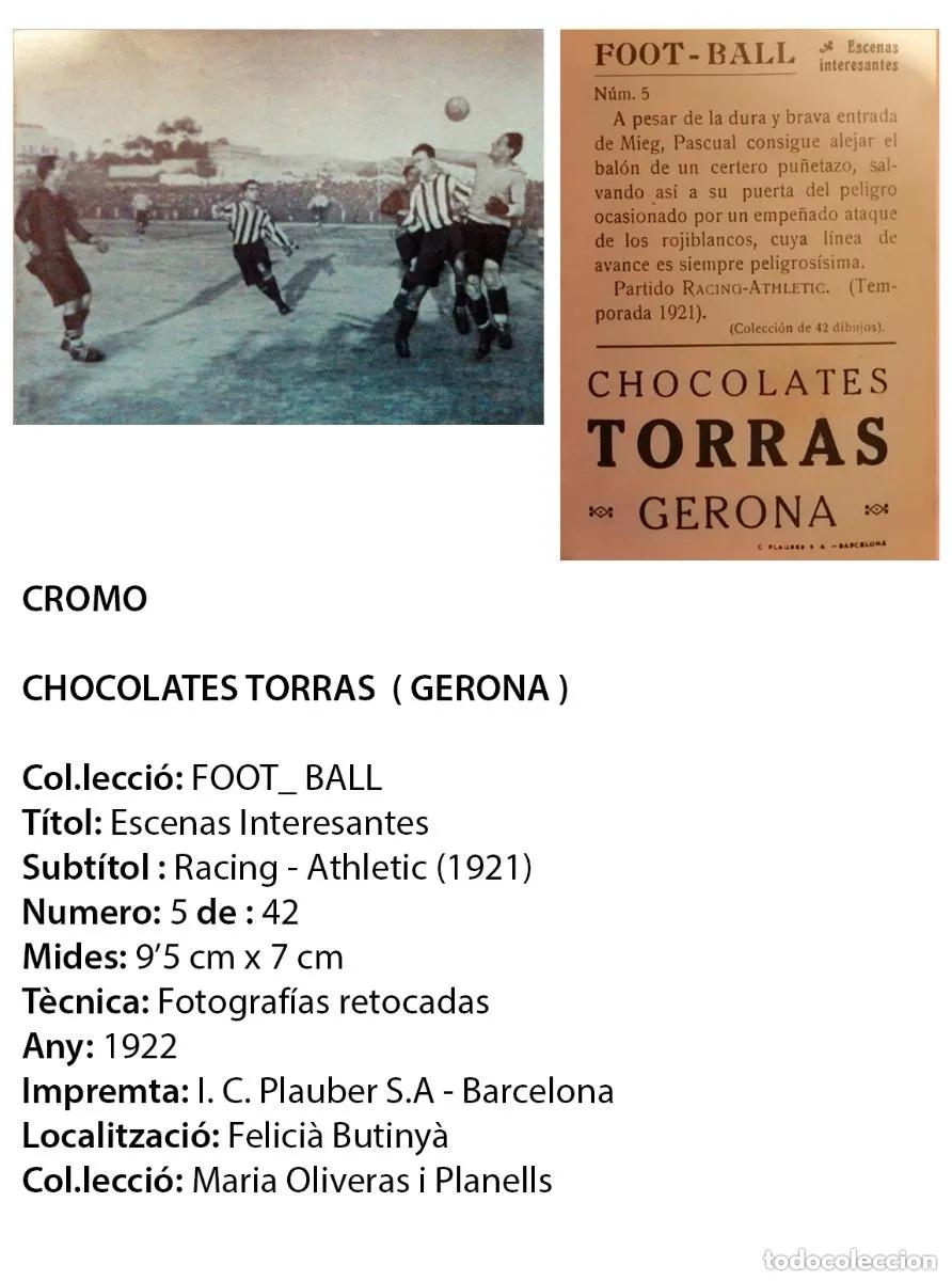 Fu&szlig;ball-Sticker: CROMO FOOT-BALL N&ordm; 5 - Racing - Athletic - 1922 - ESCENAS INTERESANTES - CHOCOLATES TORras