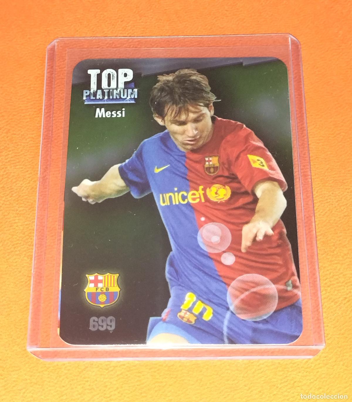 Figurine di Calcio: 699 TOP PLATINUM LIONEL MESSI BRILLO LISO FC BARCELONA CARD MUNDICROMO FICHAS LIGA 2008 2009 08 09