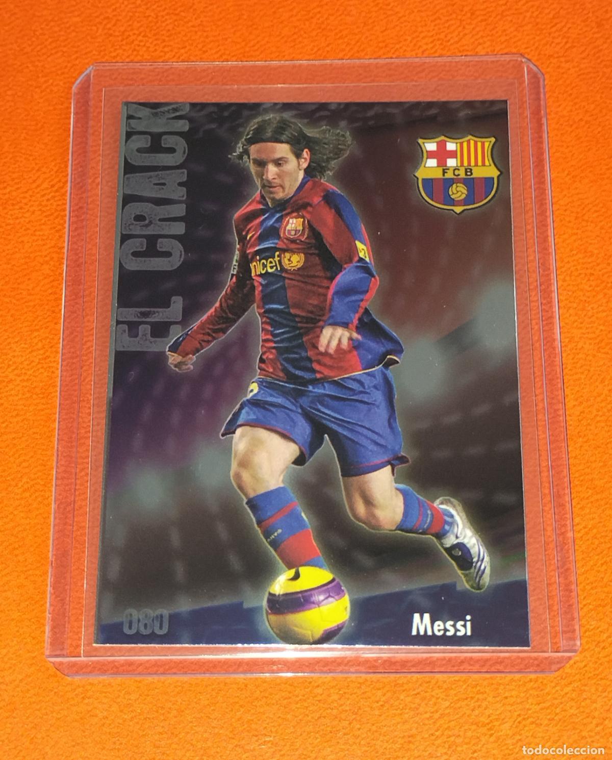 Cromos de f&uacute;tbol: 80 LIONEL MESSI EL CRACK BRILLO LISO PUNTAS CUADRADAS CARD FC BARCELONA MUNDICROMO 2008 2009 08 09