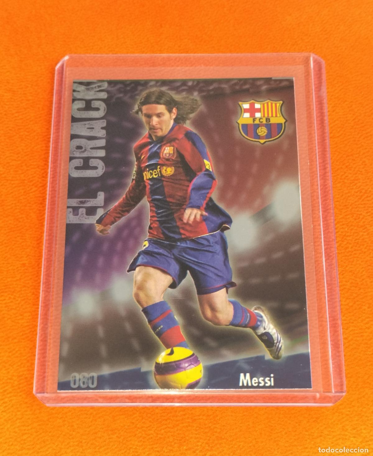 Cromos de f&uacute;tbol: 80 LIONEL MESSI EL CRACK BRILLO LISO PUNTAS CUADRADAS CARD FC BARCELONA MUNDICROMO 2008 2009 08 09