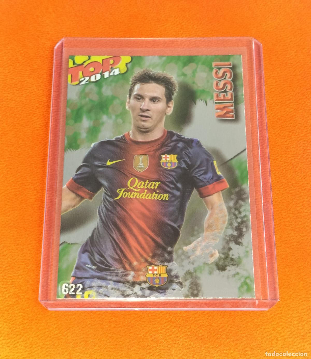 Cromos de f&uacute;tbol: 622 MESSI TOP VERSION BRILLO LISO VERDE FC BARCELONA CARD MUNDICROMO QUIZ GAME 2013 2014 13 14