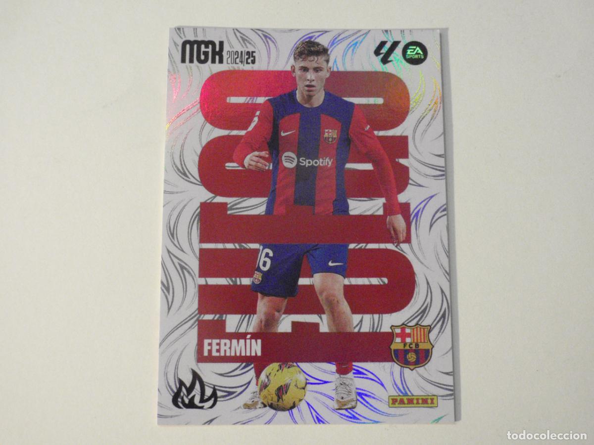 Cromos de f&uacute;tbol: Ficha 379 FERMIN Barcelona FUEGO. Trading card MGK Megacracks LA LIGA 2024 2025 Panini. 24 25