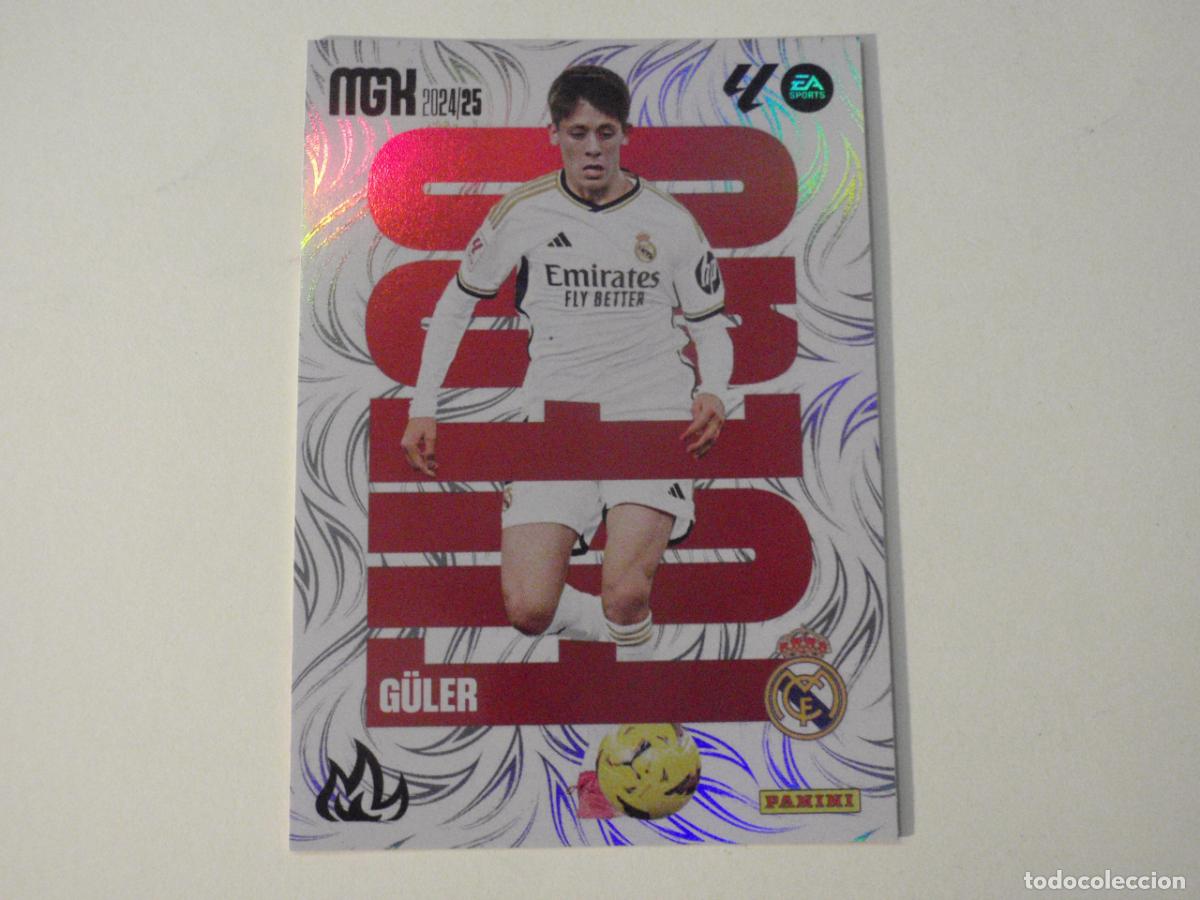 Cromos de f&uacute;tbol: Ficha 380 G&Uuml;LER Real Madrid FUEGO. Trading card MGK Megacracks LA LIGA 2024 2025 Panini. 24 25