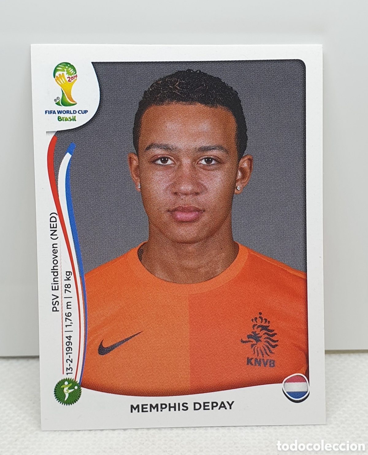 Cromos de f&uacute;tbol: CROMO MEMPHIS DEPAY ROOKIE BRASIL 2014 PAISES BAJOS MEMPHIS DEPAY NEDERLAND