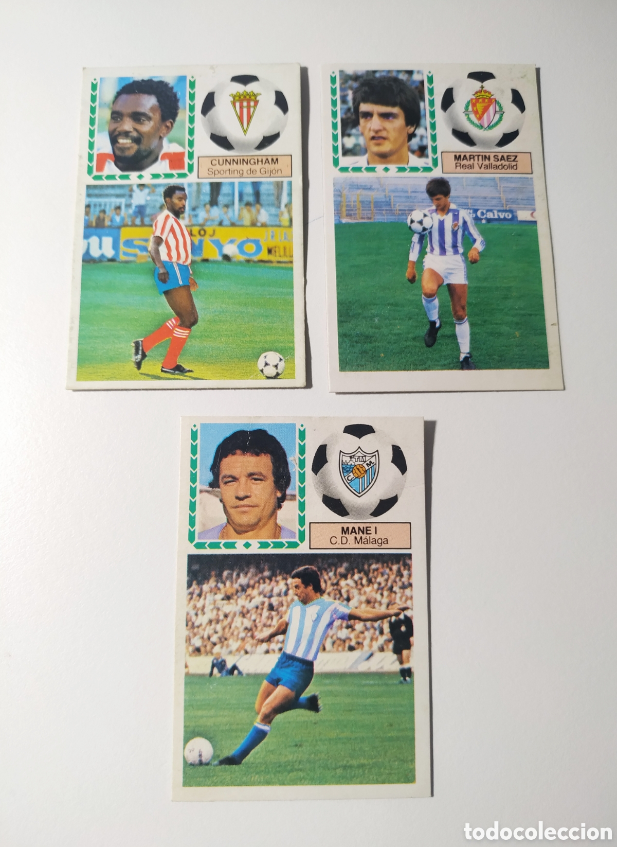 Cromos de f&uacute;tbol: Lote 3 cromos Cunningham, mane I y Mart&iacute;n S&aacute;ez 83 84 colocas y fichaje ediciones ESTE 1983 1984