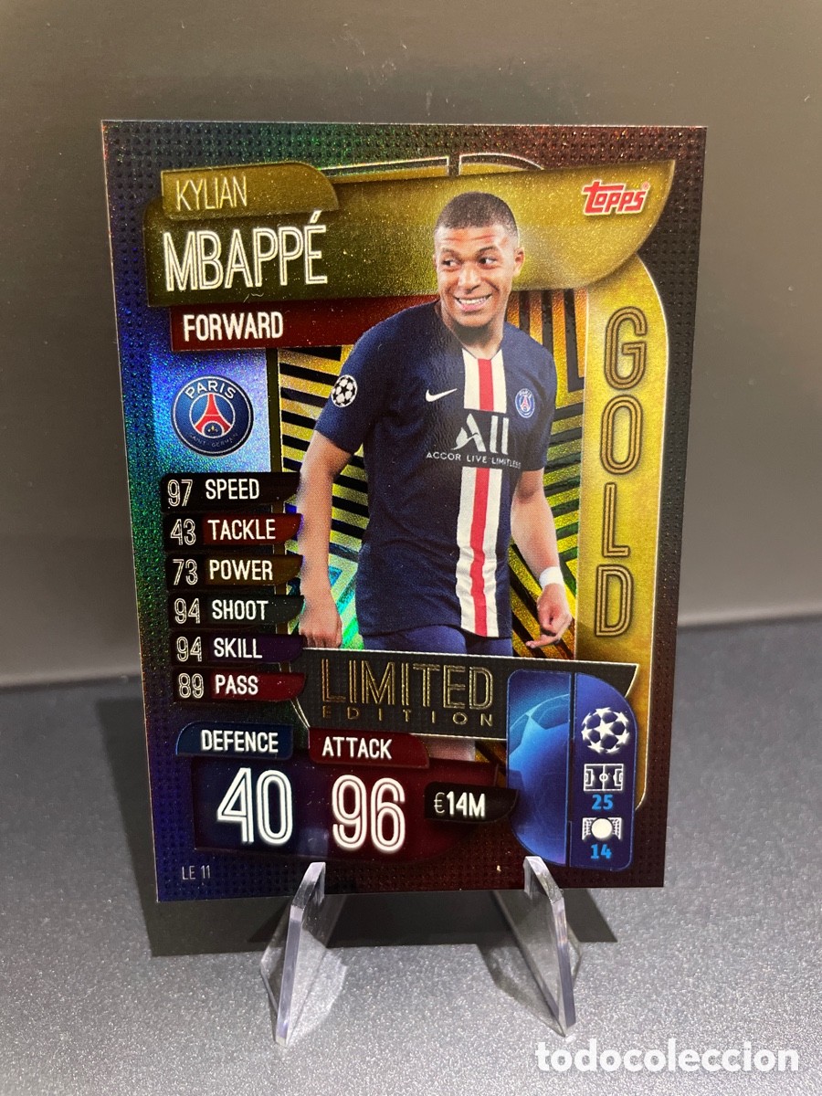 Cartes &agrave; collectionner de Football: Mbappe Gold Limited Edition Match Attax 2019-20 2019 2020 Topps UCL PSG