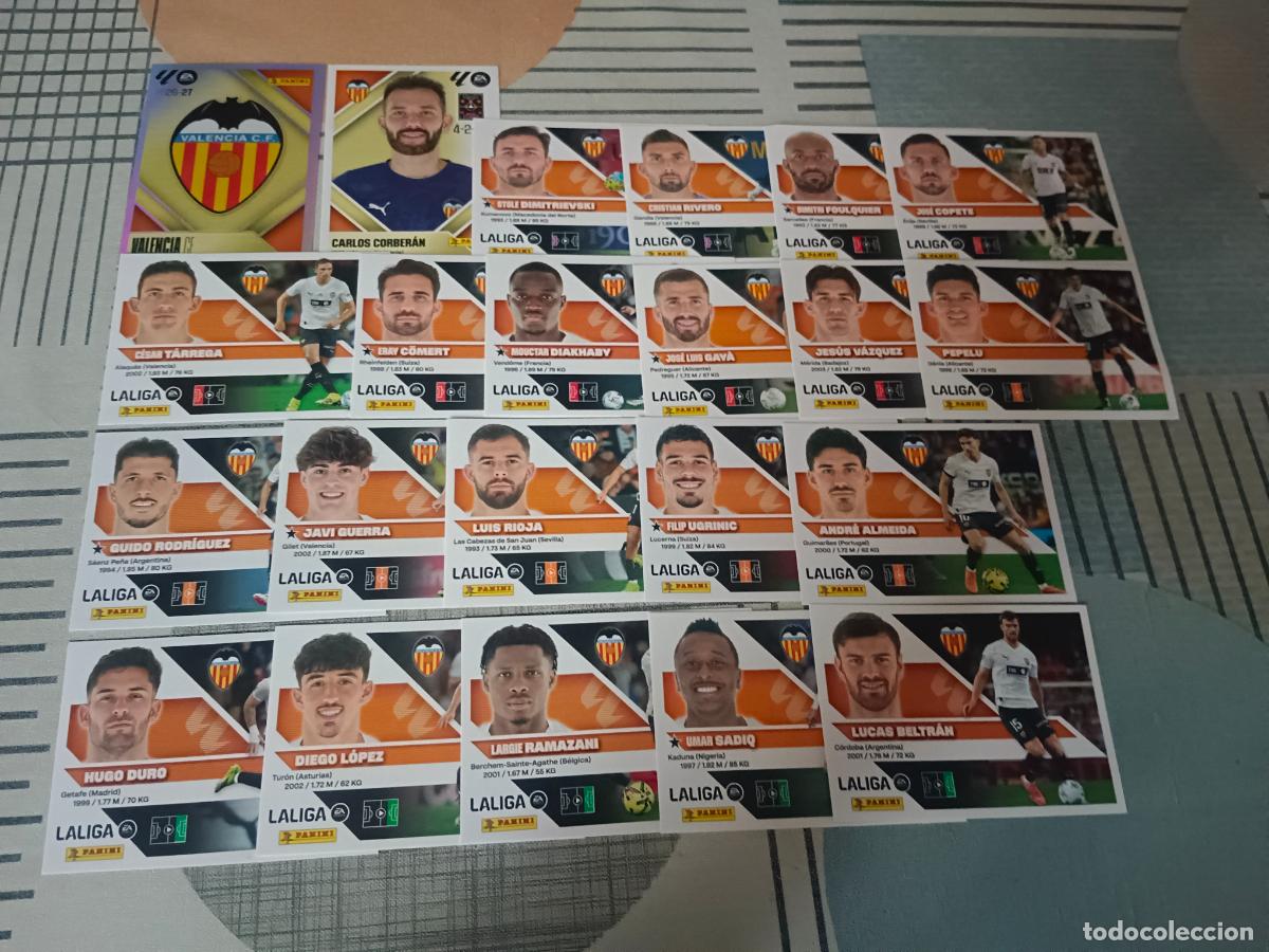 Football Stickers: TEMPORADA 2026 2027 26 27 EQUIPO VALENCIA COMPLETO 22 EQUIPO BASICO CROMOS NUEVOS