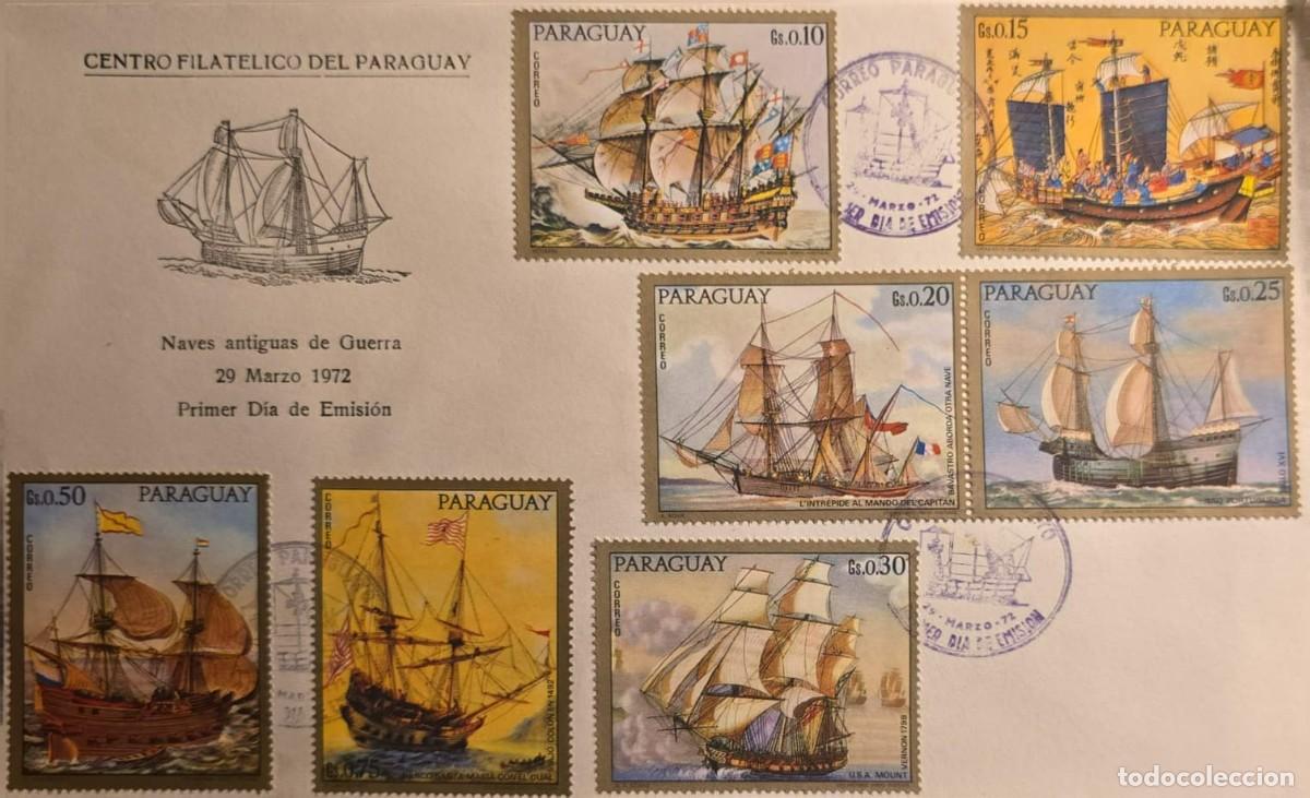 Cromos de f&uacute;tbol: TS) 1972 PARAGUAY, FDC,ANCIENT WARSHIPS STAMPS,VF.