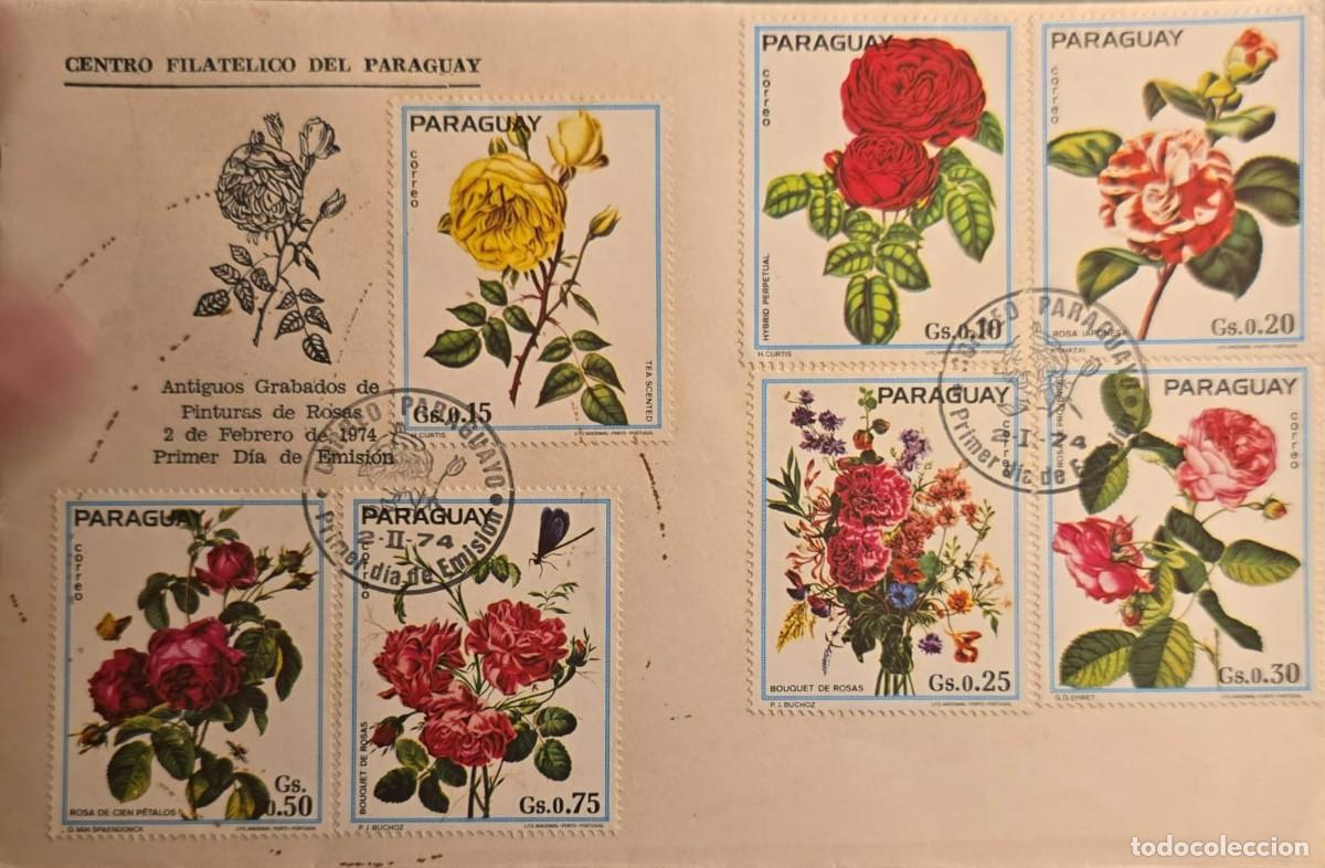 Cromos de f&uacute;tbol: TS) 1974 PARAGUAY, FDC,WITH ROSES STAMPS,VF.