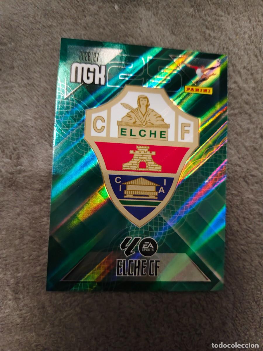 Cromos de f&uacute;tbol: 145 MEGACRACKS MGK 2026 27 ESCUDO ELCHE CF BASE CARD 26 2027 PANINI AAW