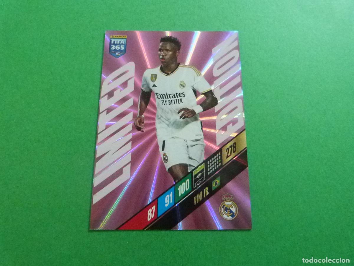 Cromos de f&uacute;tbol: TRADING CARD FUTBOL VINICIUS REAL MADRID C.F. EDICION LIMITADA FIFA 365 ADRENALYN XL 2023-2024/23-24