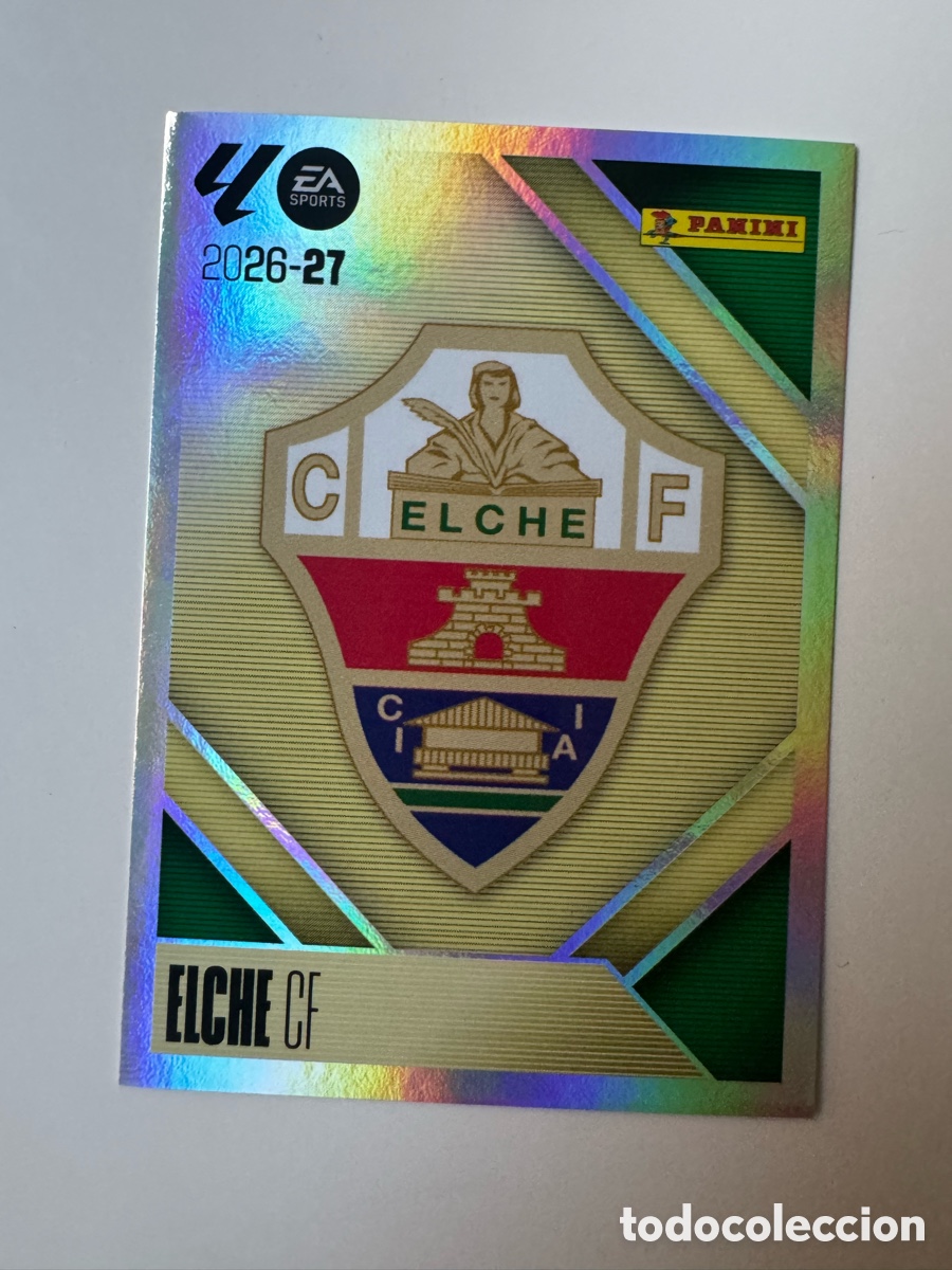 Cromos de f&uacute;tbol: PANINI LIGA ESTE 2026-2027 26 27 &ndash; N&ordm; 1 &ndash; Escudo Elche CF