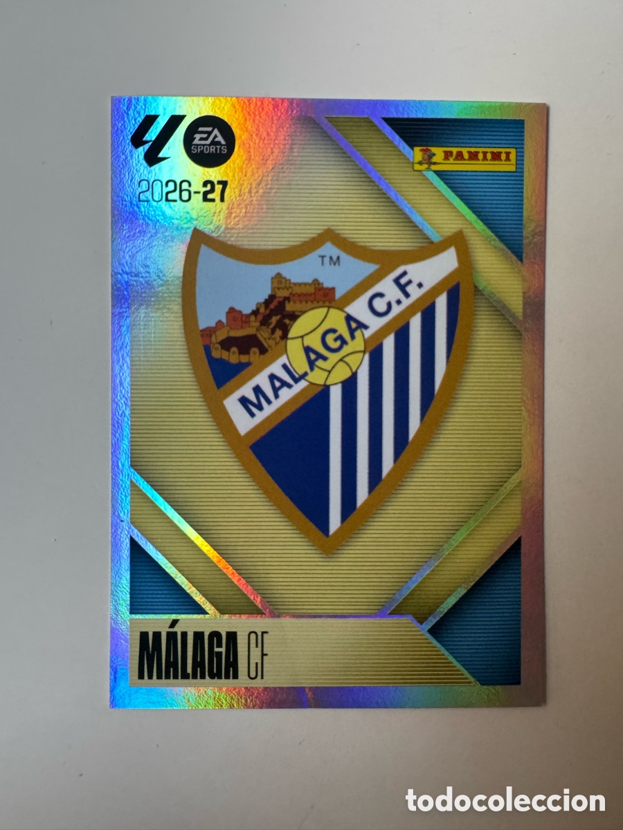 Cromos de f&uacute;tbol: PANINI LIGA ESTE 2026-2027 26 27 &ndash; N&ordm; 1 &ndash; Escudo Malaga CF
